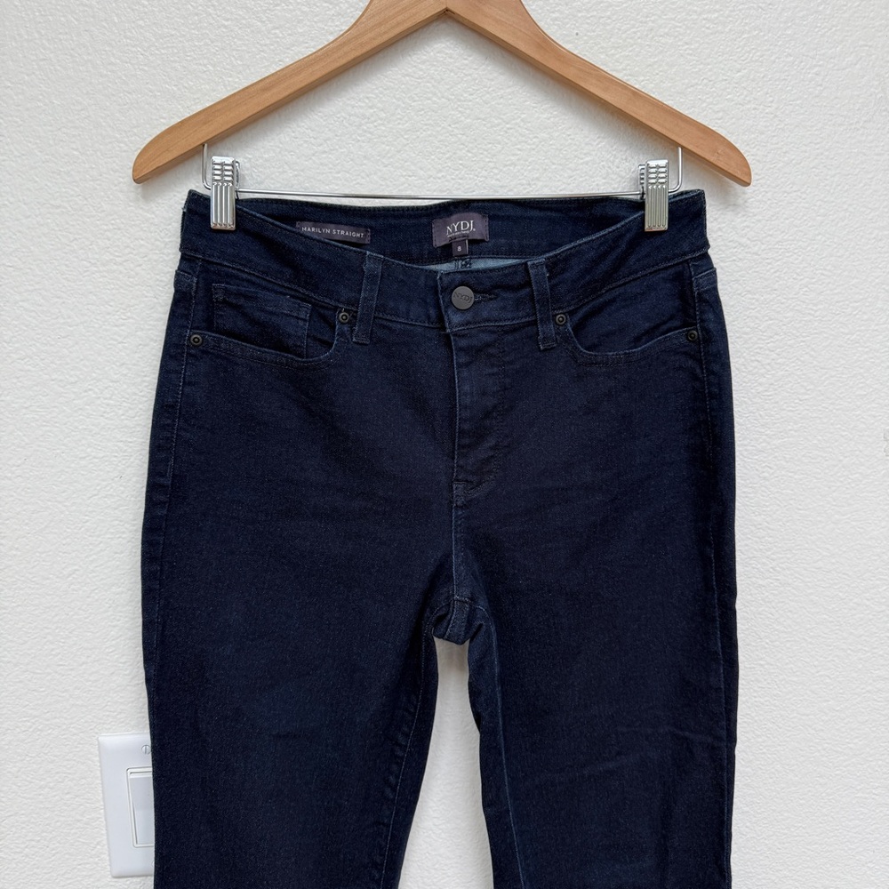 NYDJ Marilyn Straight Jeans Dark Wash Size 8 - Picture 2 of 5